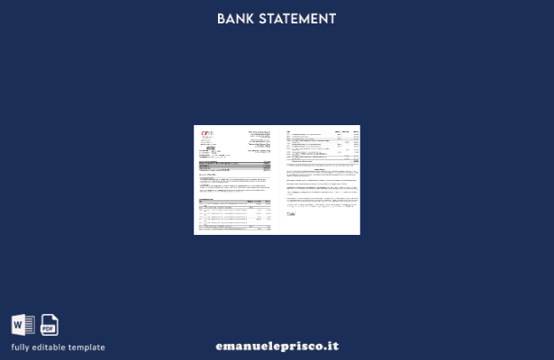 Modello Excel delle pagine dell'estratto conto bancario CFSB di USA New York in 